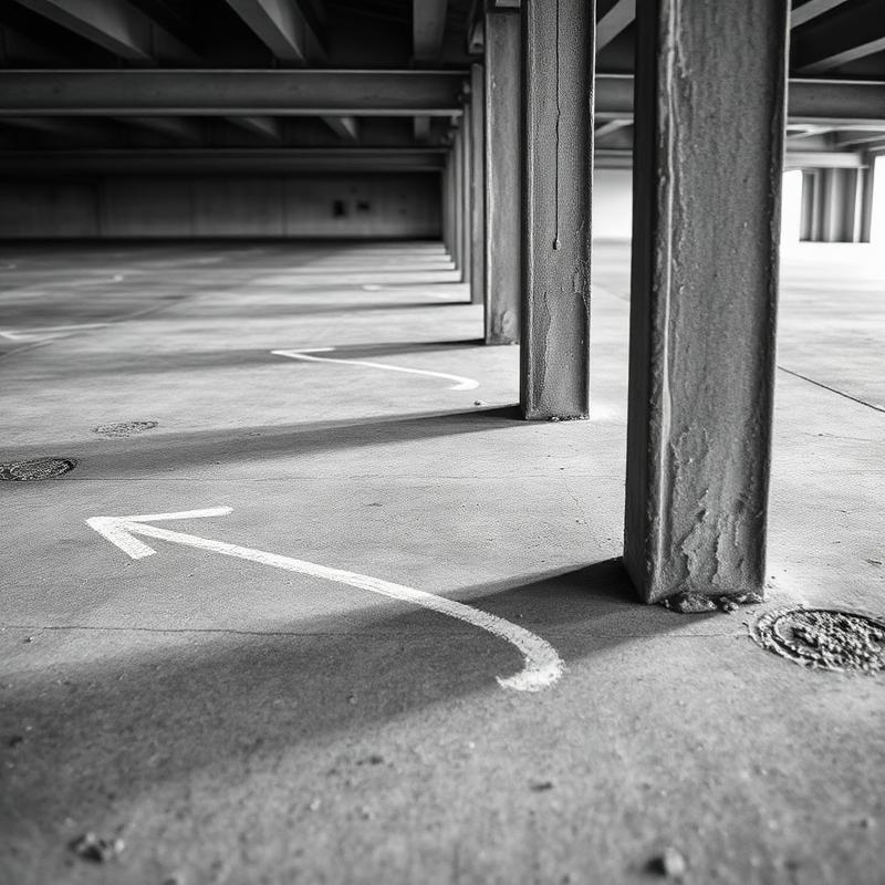 Office interior during rough-in, with bare structure and layout marks on the floor.